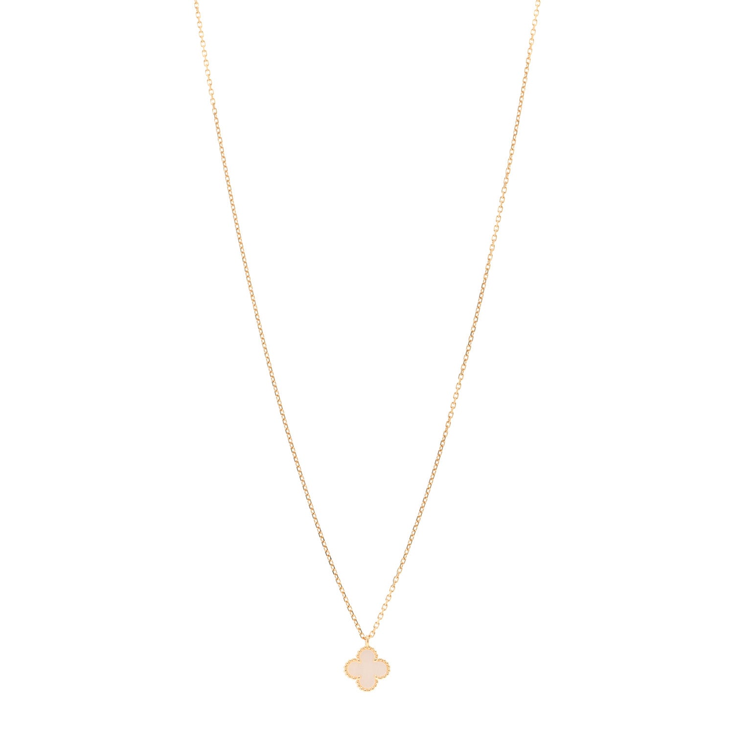 Van Cleef & Arpels 18K Yellow Gold Mother of Pearl Sweet Alhambra Pendant Necklace 1 of 5