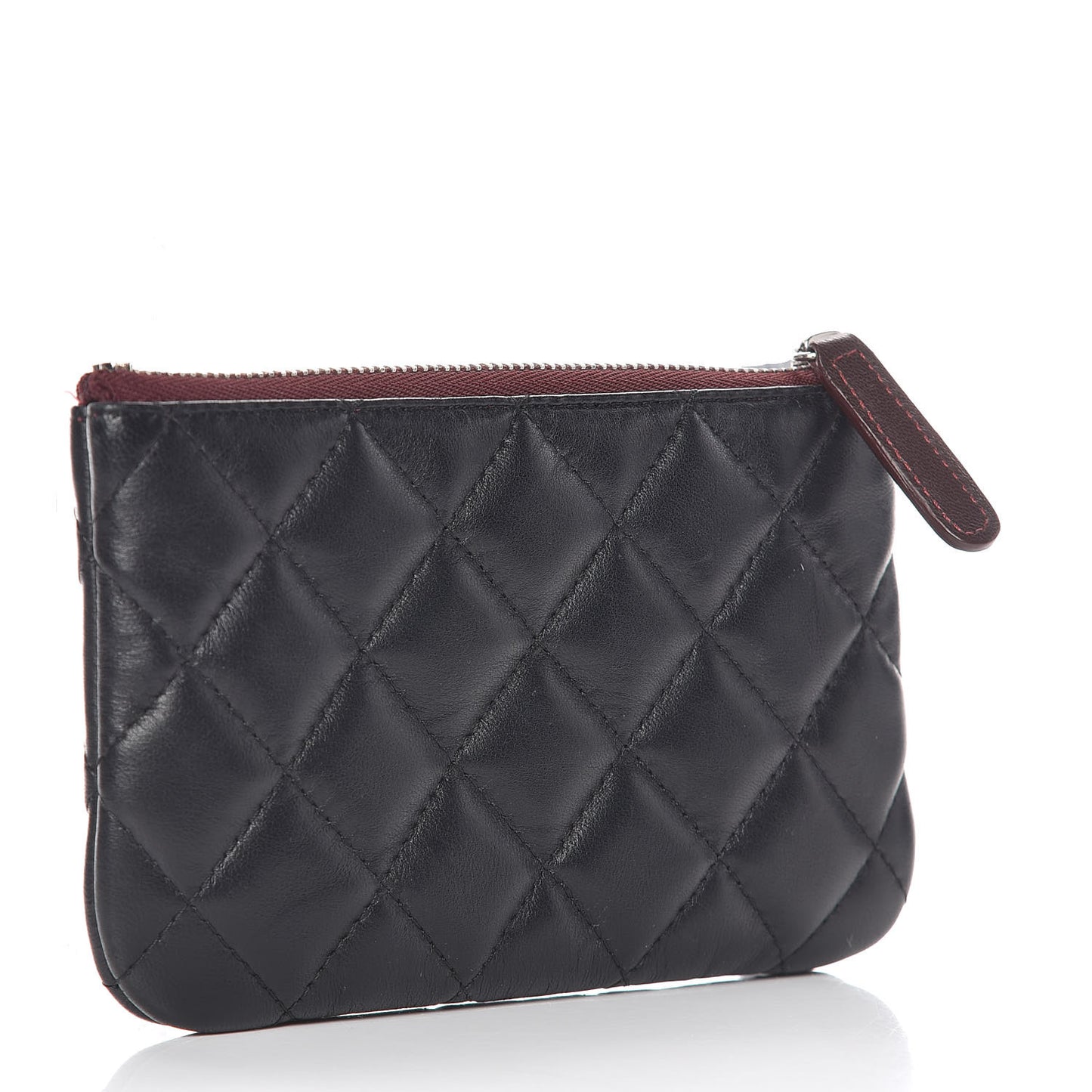 Lambskin Quilted Small Cosmetic Case Black