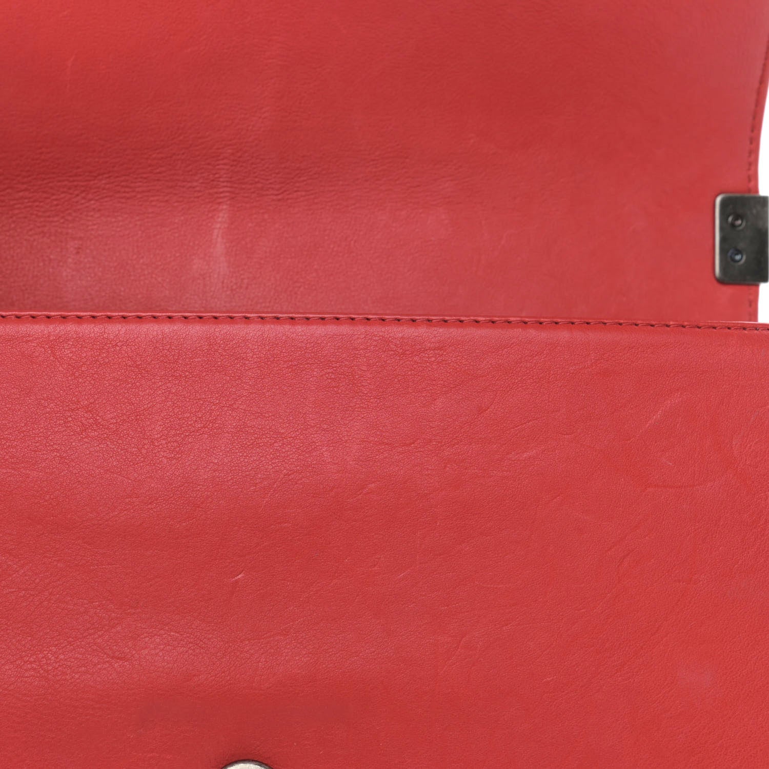 Chanel Calfskin Quilted Double Stitch Medium Boy Flap Red 14 of 19