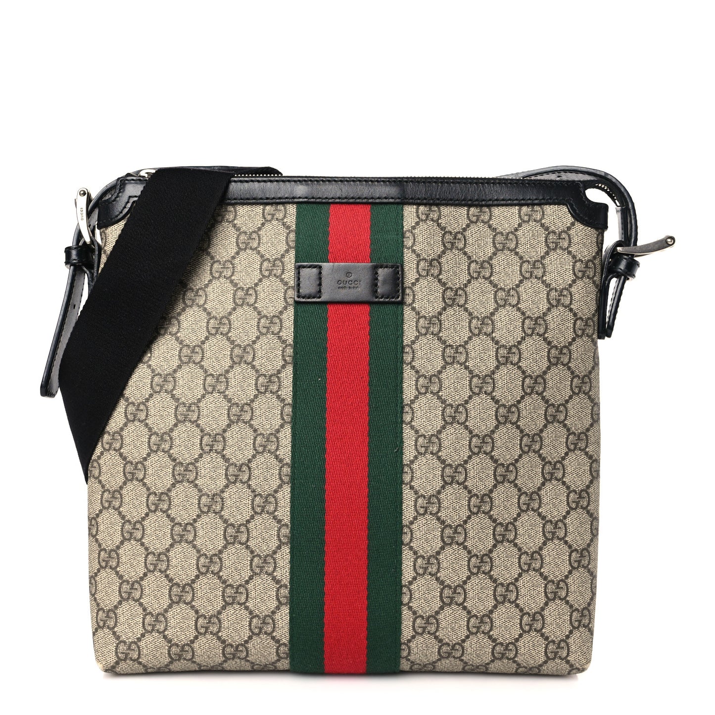 GG Supreme Monogram Web Messenger Bag Black