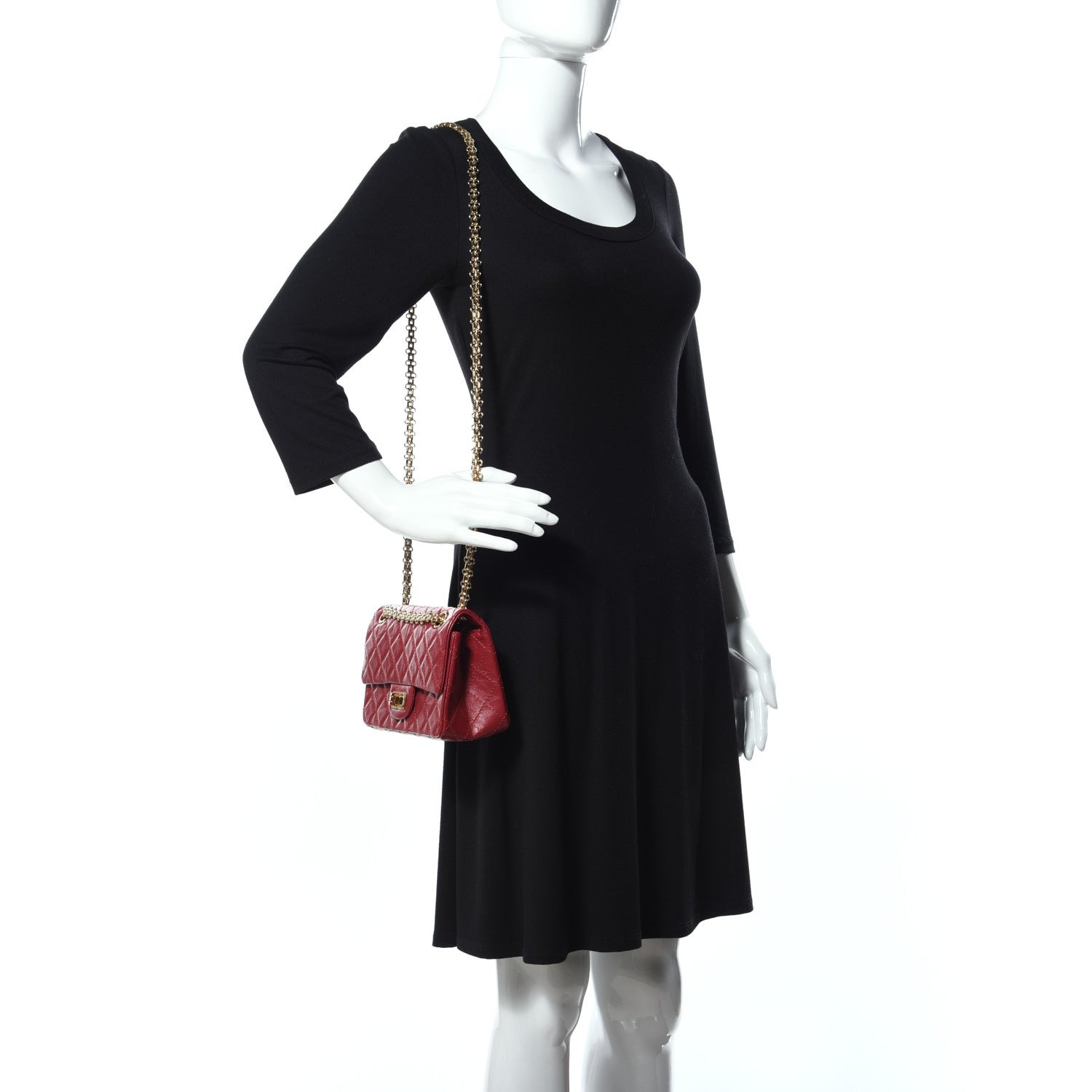 Chanel Aged Calfskin Quilted 2.55 Reissue Mini Flap Red 2 of 12
