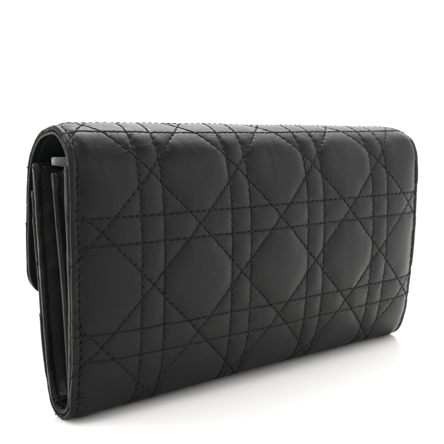 Christian Dior Lambskin Cannage Jolie Orchid Long Wallet  Black 3 of 8