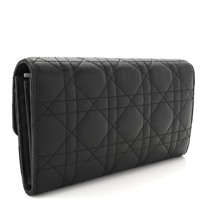 Christian Dior Lambskin Cannage Jolie Orchid Long Wallet  Black 3 of 8