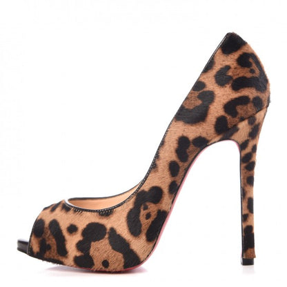 Christian Louboutin Pony Hair Leopard Print Maryl 120 Platform Peep Toe Pumps 36 1 of 8