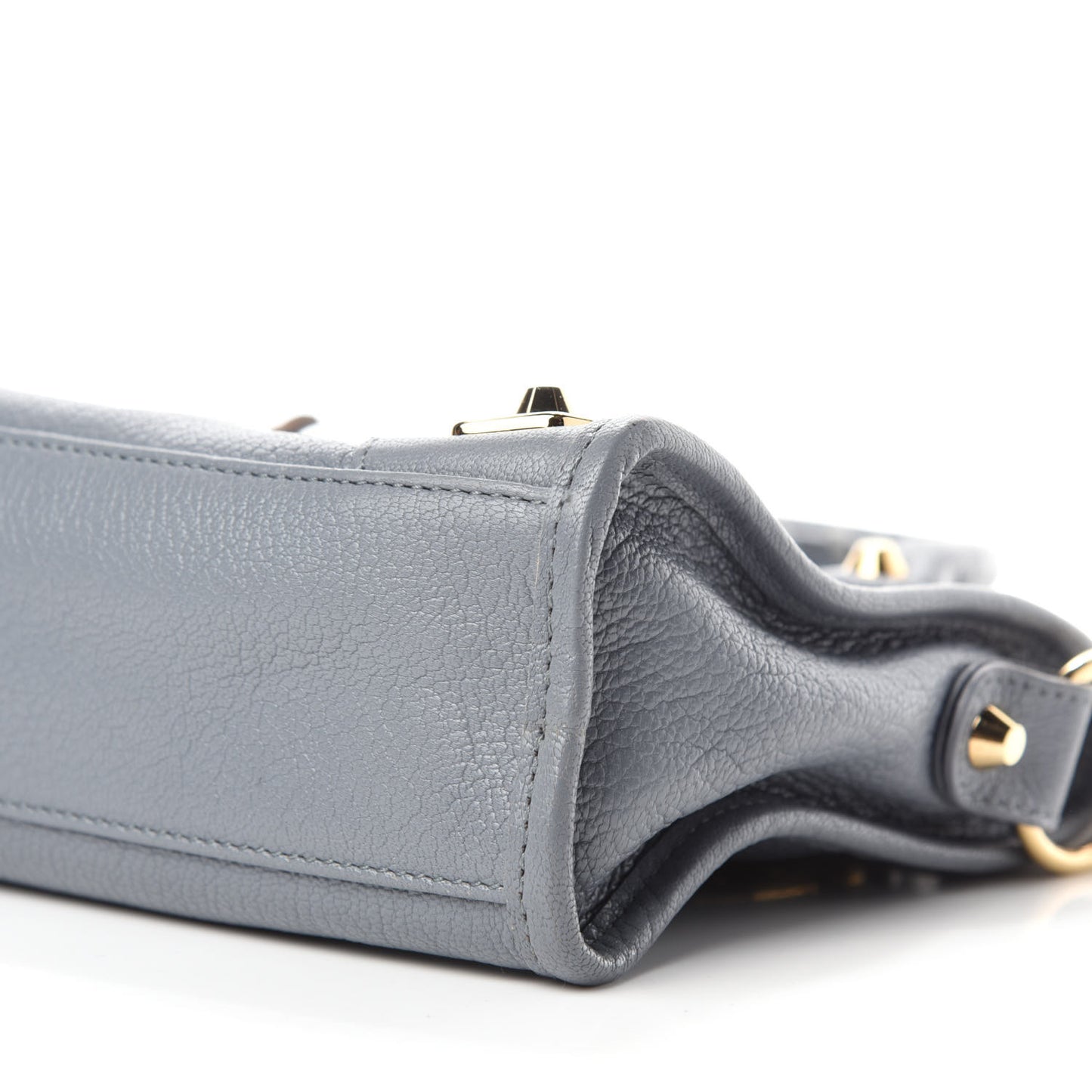 Chevre Gold Metallic Edge Hardware Mini City Bleu Acier