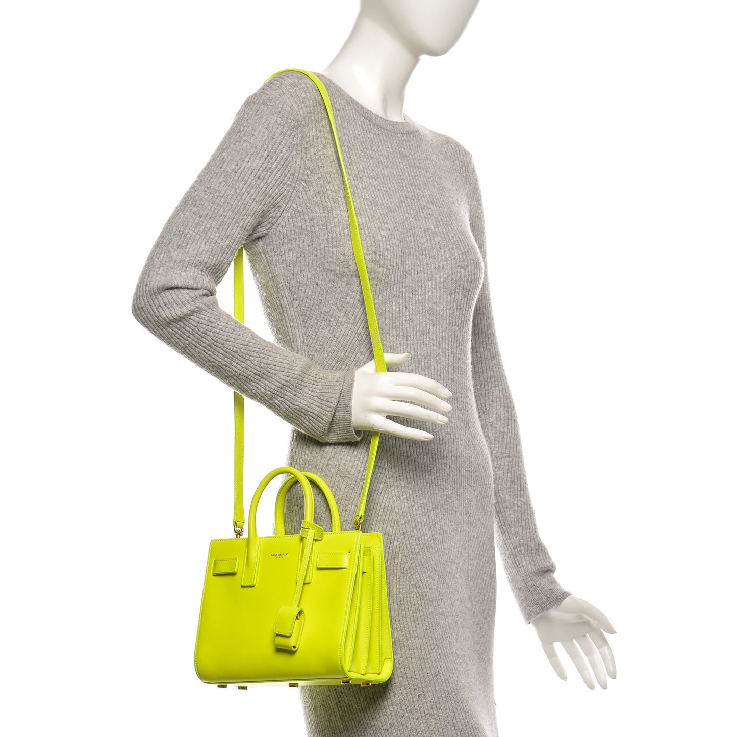 Calfskin Nano Sac De Jour Neon Yellow