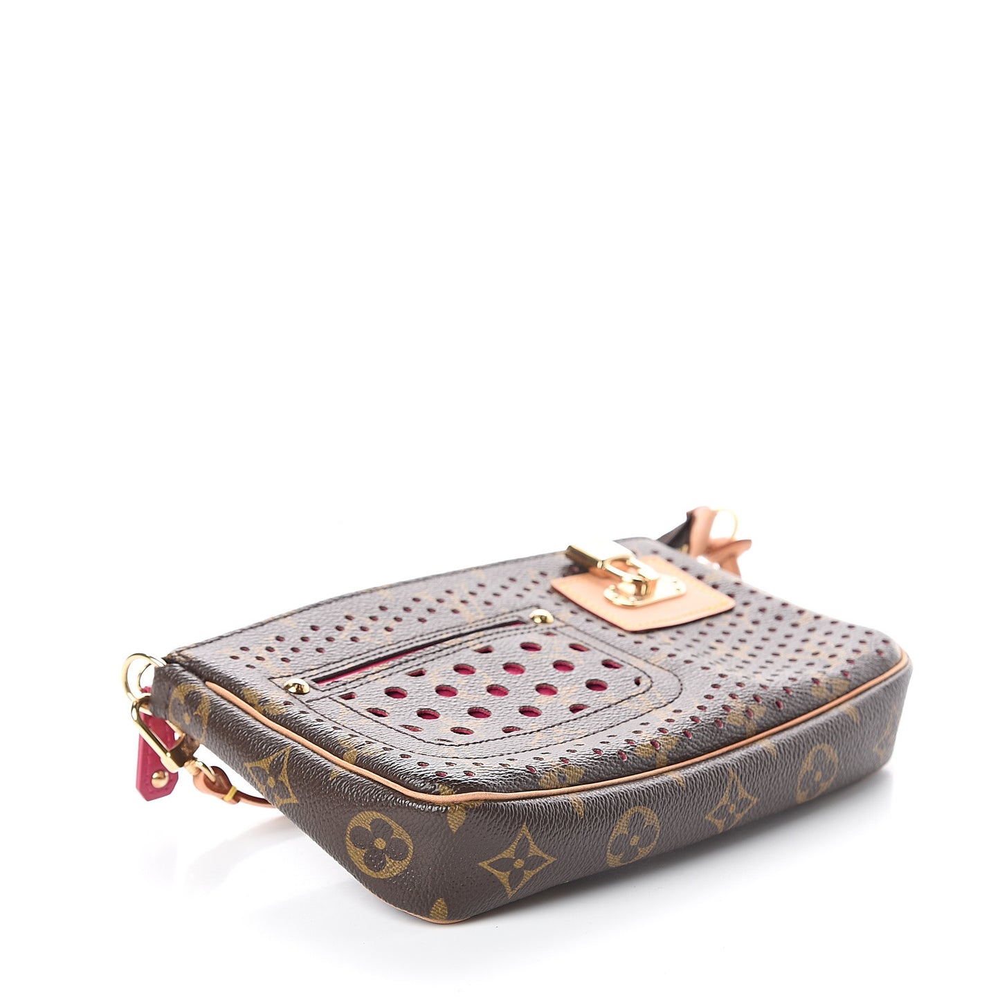 Monogram Perforated Pochette Accessories Bag Fuchsia