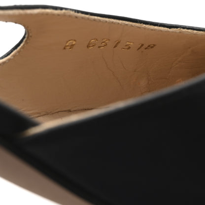 Chanel Goatskin Grosgrain Cap Toe CC Slingback Pumps 35.5 Black 9 of 10