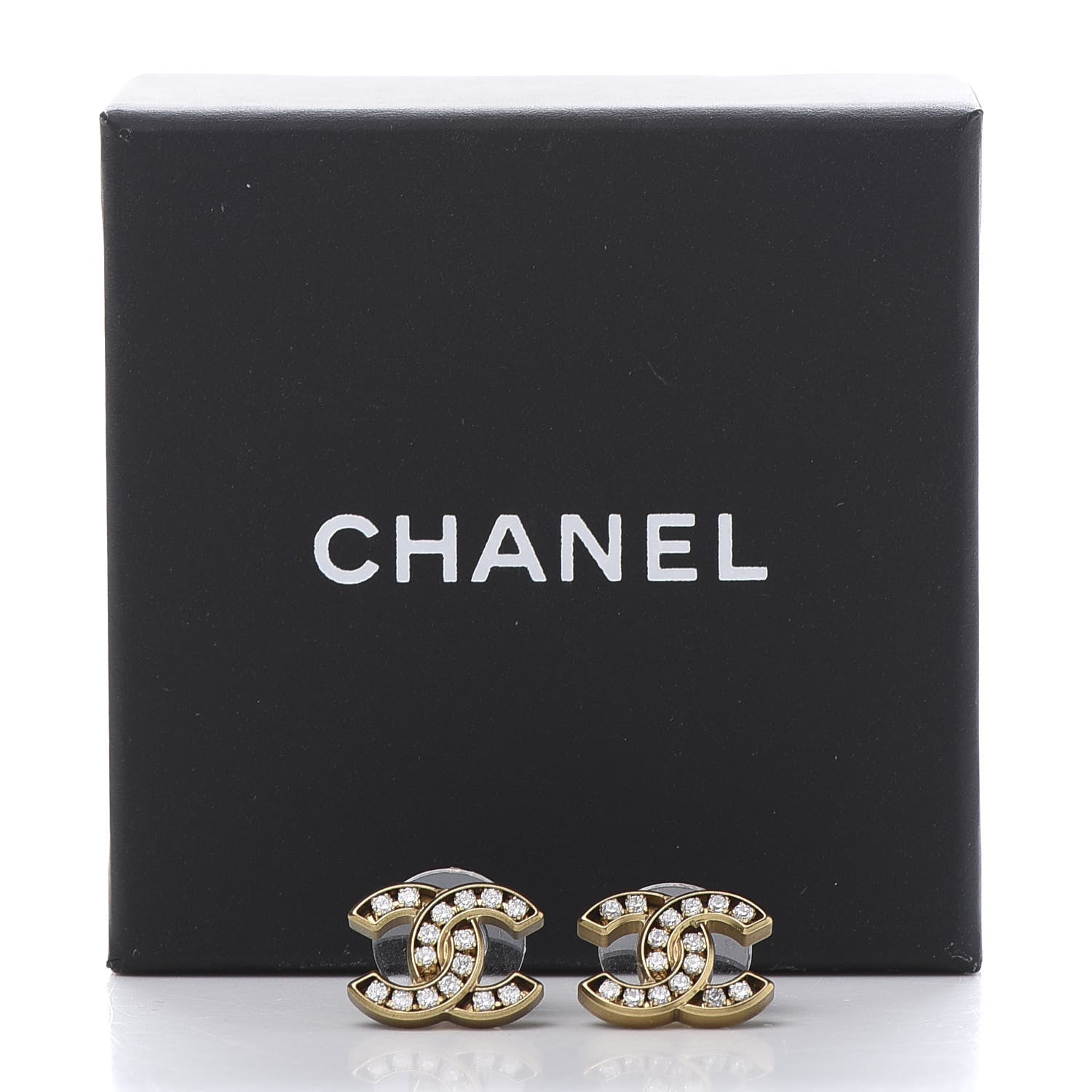 Chanel Crystal CC Earrings Gold 6 of 6