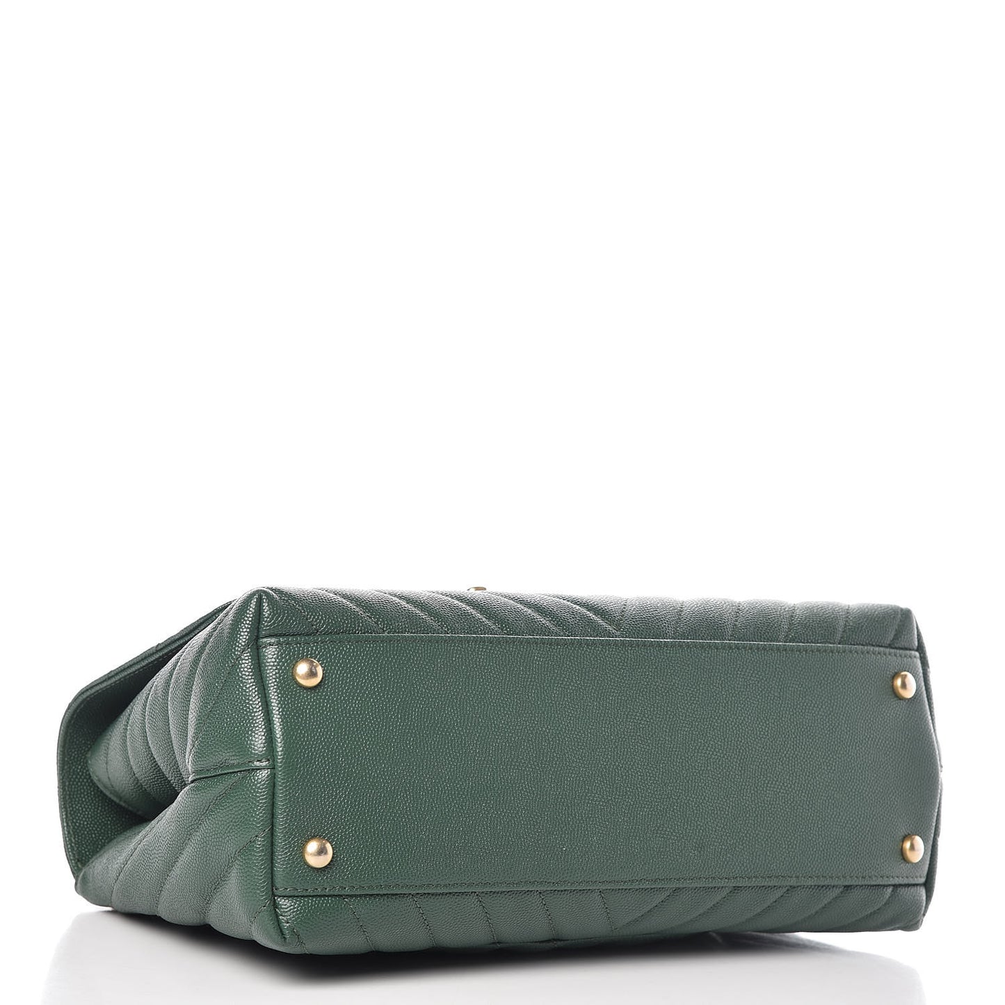 Caviar Chevron Chevron Quilted Small Coco Handle Flap Green