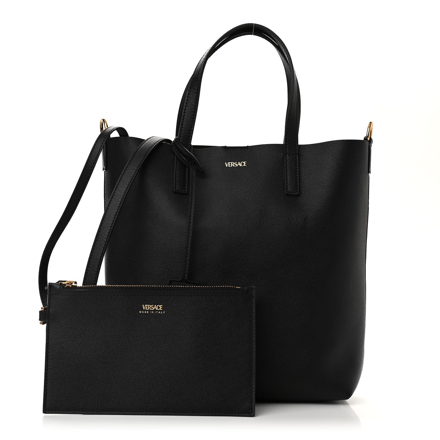 Versace Calfskin Virtus Tote Bag Black 1 of 10