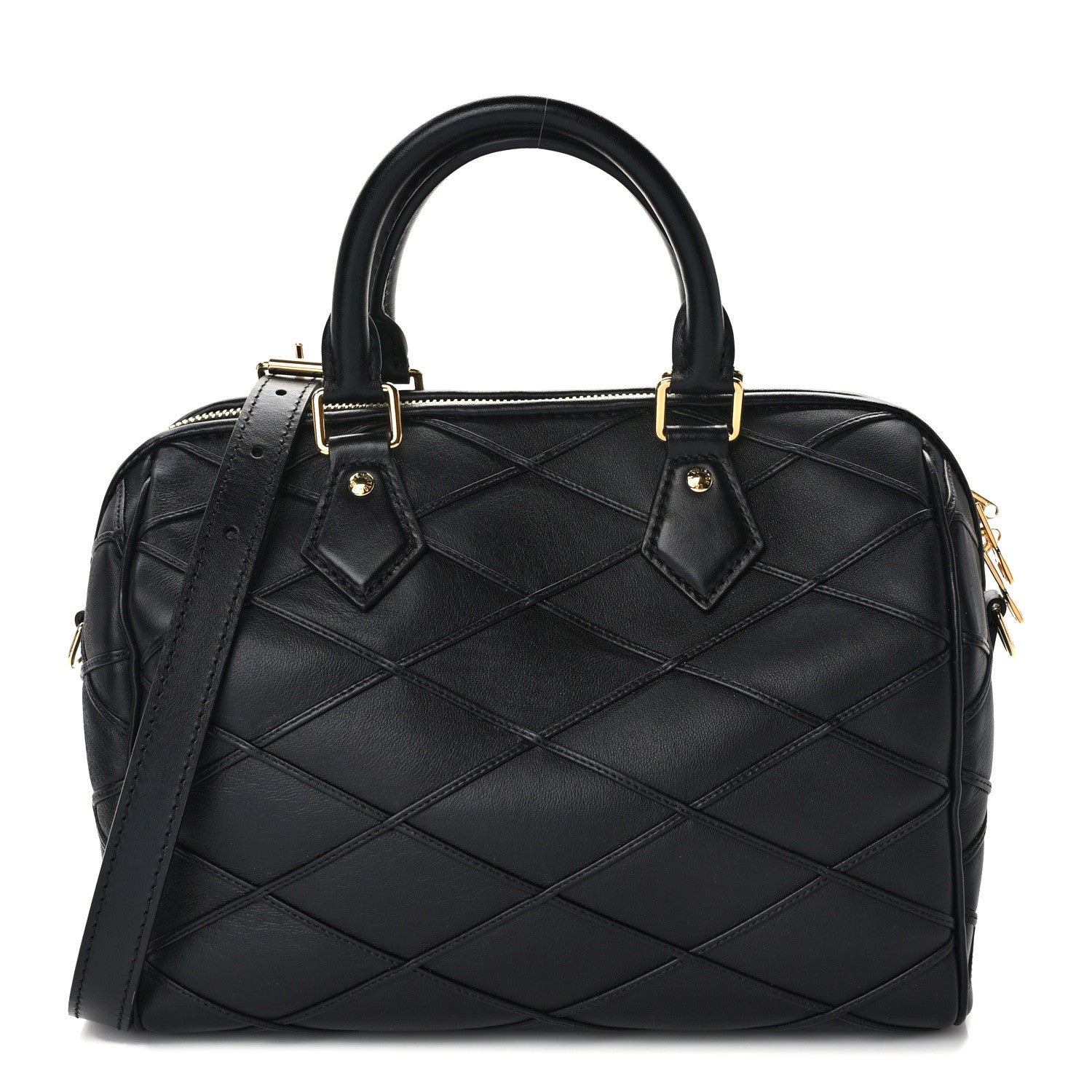 Louis Vuitton Lambskin Malletage Speedy Bandouliere 25 Black 1 of 11