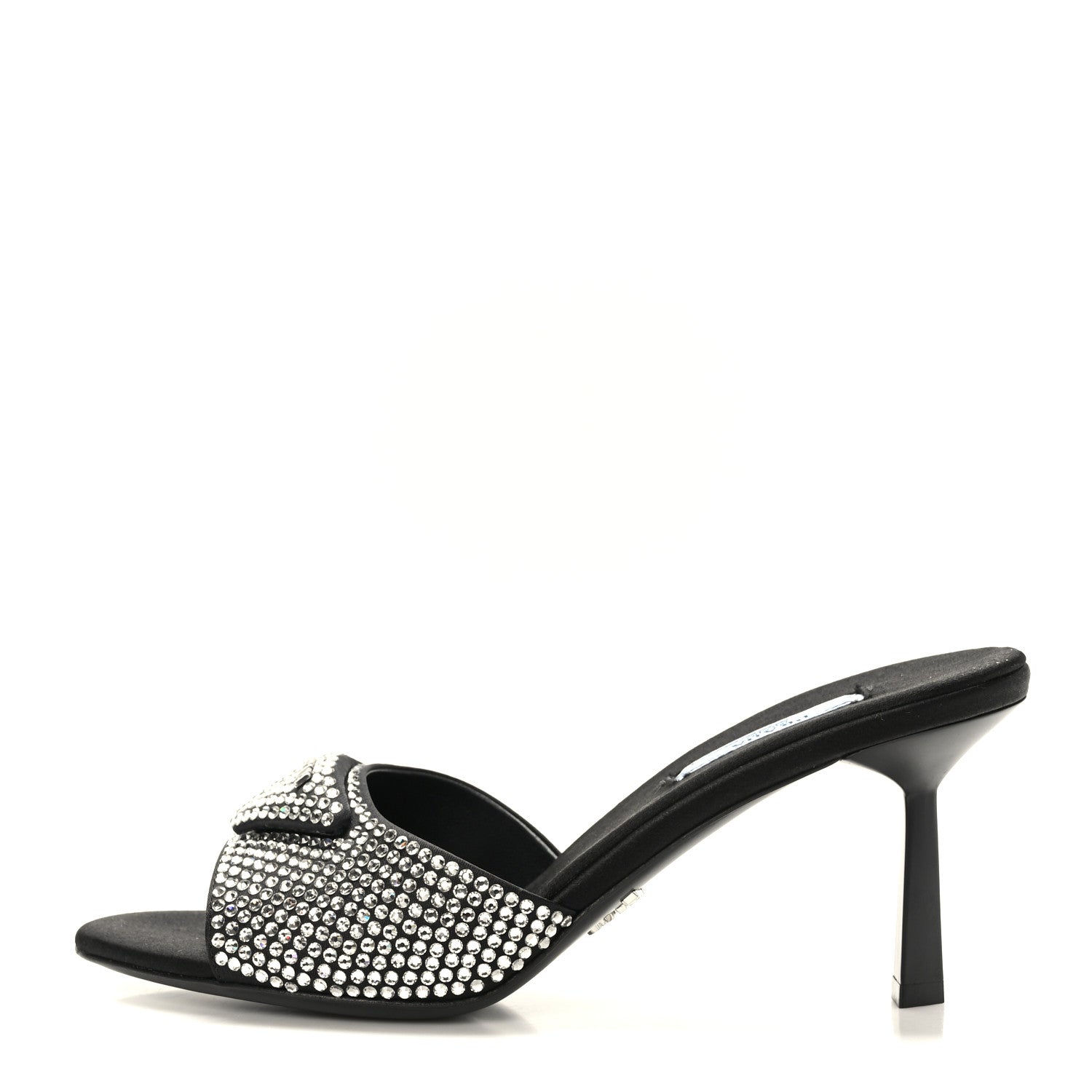 Prada Satin Crystal Logo 65mm Slide Sandals 36.5 Cristal 1 of 7