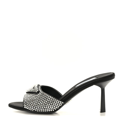 Prada Satin Crystal Logo 65mm Slide Sandals 36.5 Cristal 1 of 7