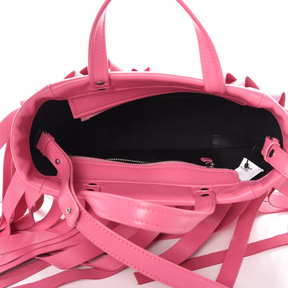 Balenciaga Calfskin XS Fringe Laundry Cabas Rose Bubblegum Light Black 6 of 10