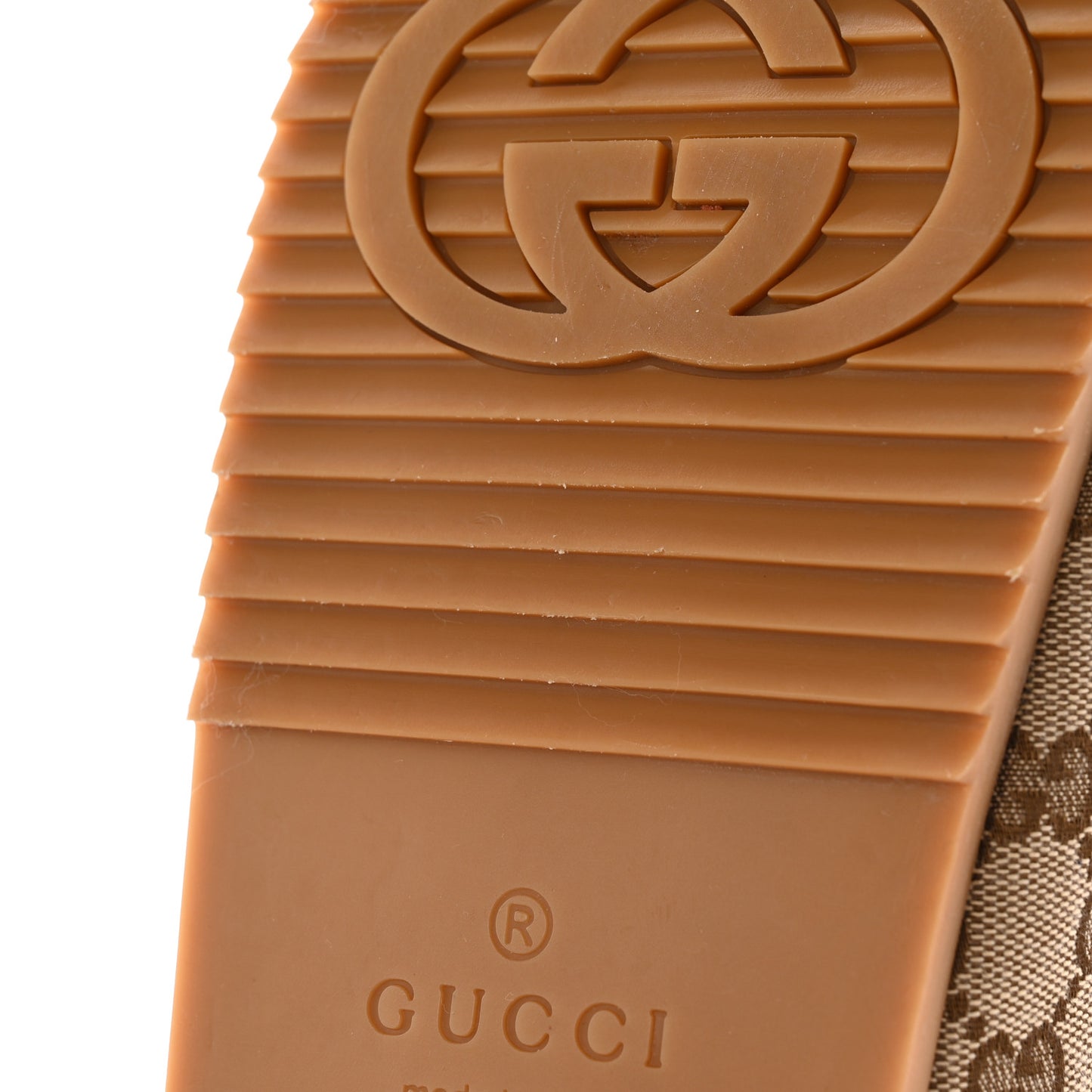 GG Monogram Lavaredo Eco Fabric Mens Slide Sandals With Straps 8 Beige Ebony Light Brown