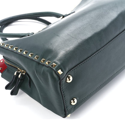 Valentino Garavani Vitello Small Rockstud Top Handle Tote Deep Green 11 of 15