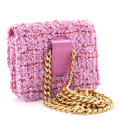 Chanel Tweed Enamel Quilted Pending CC Flap Belt Bag Pink Purple 3 of 10
