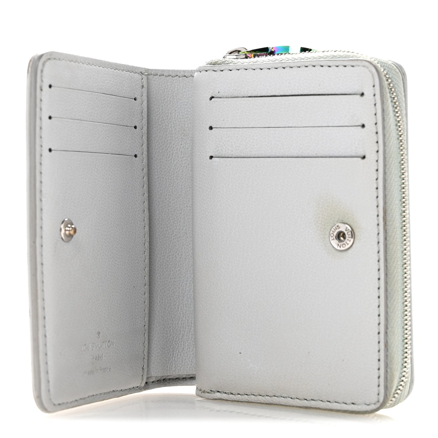 Lambskin Embossed Monogram LV Ski Lou Coussin Wallet Gray