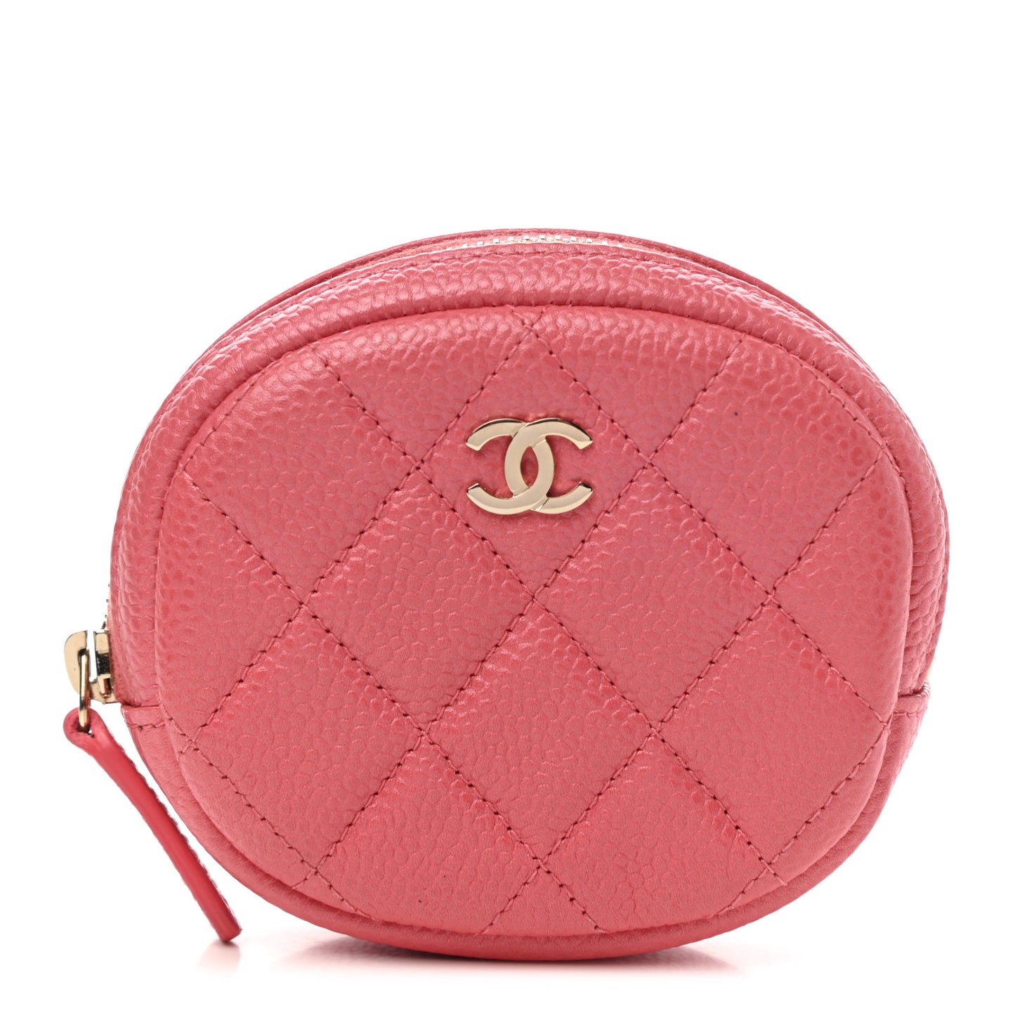 Iridescent Caviar Quilted Zip Around Classic Coin Purse Pink