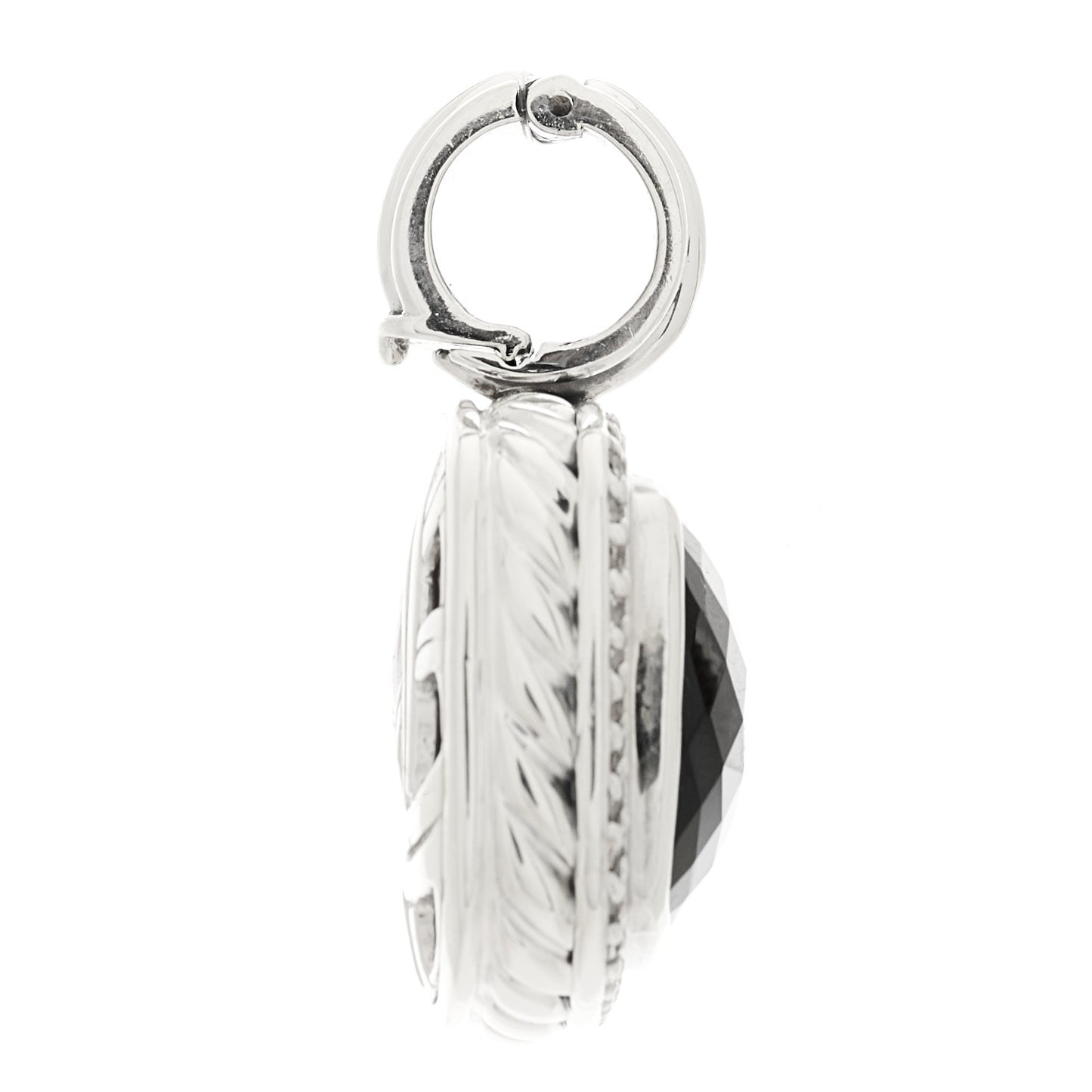 Sterling Silver Diamond Black Onyx 14mm Albion Enhancer Pendant