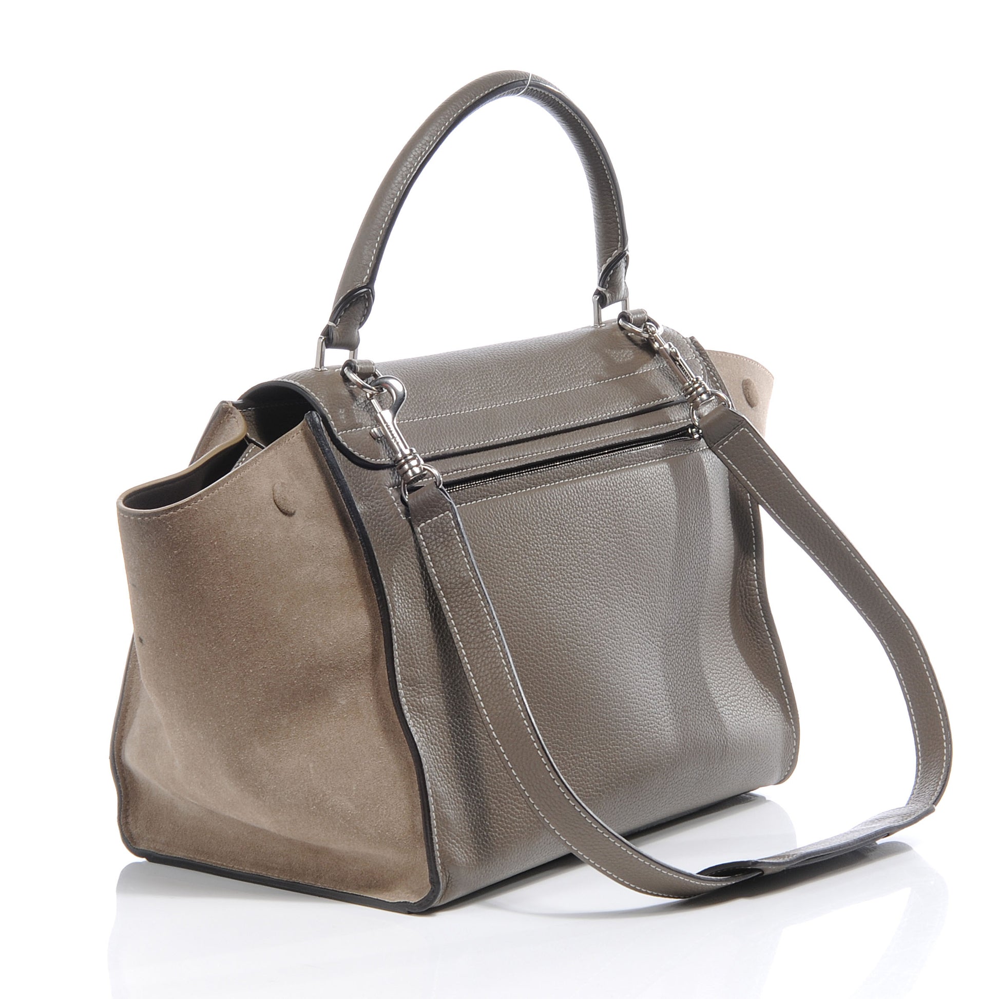 Celine Calfskin Suede Small Trapeze Souris 3 of 8