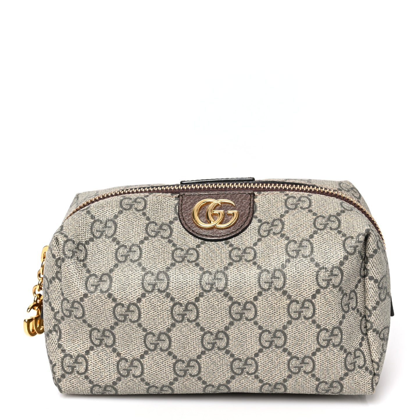 Soft GG Supreme Monogram Calfskin Medium Ophidia Cosmetic Case Beige Ebony New Acero