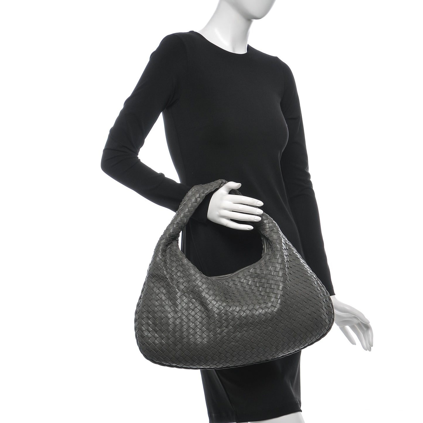 Nappa Intrecciato Medium Veneta Hobo Grey