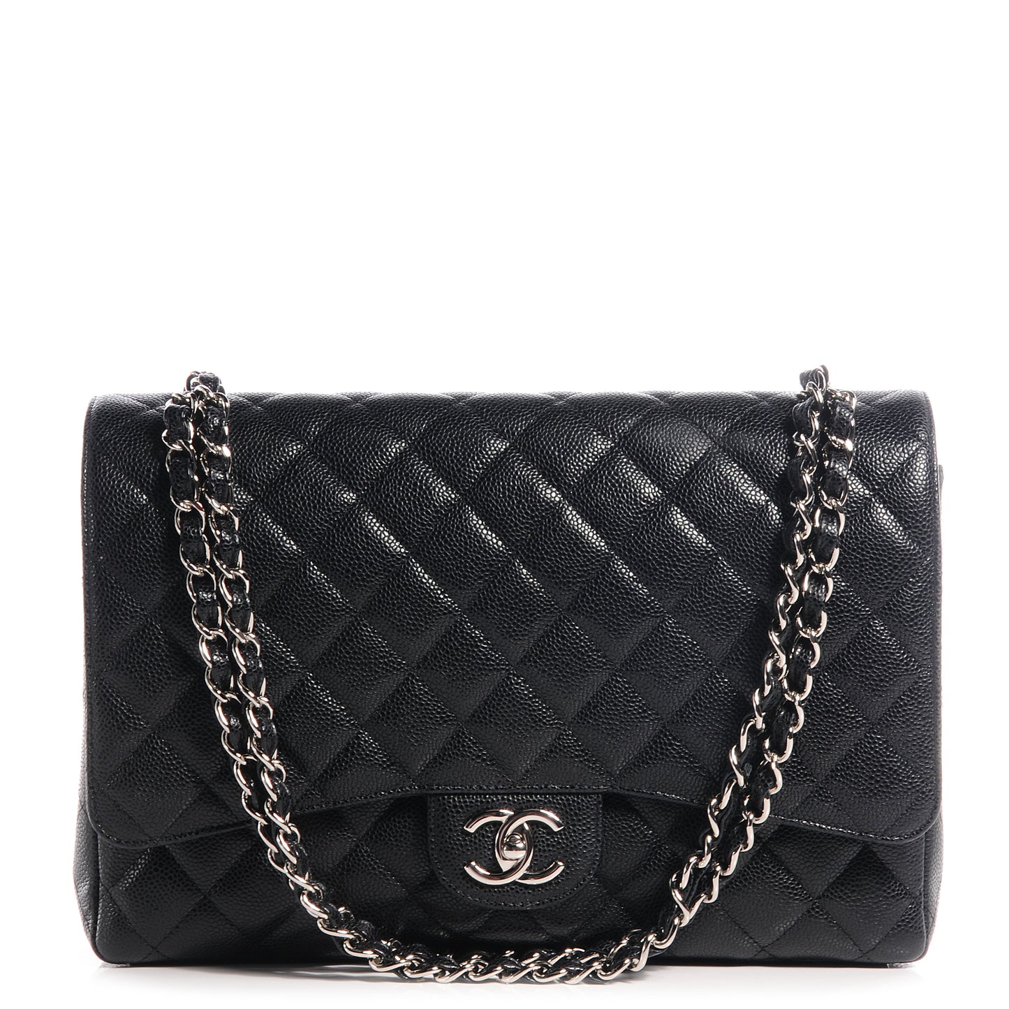 Caviar Quilted Maxi Double Flap Black