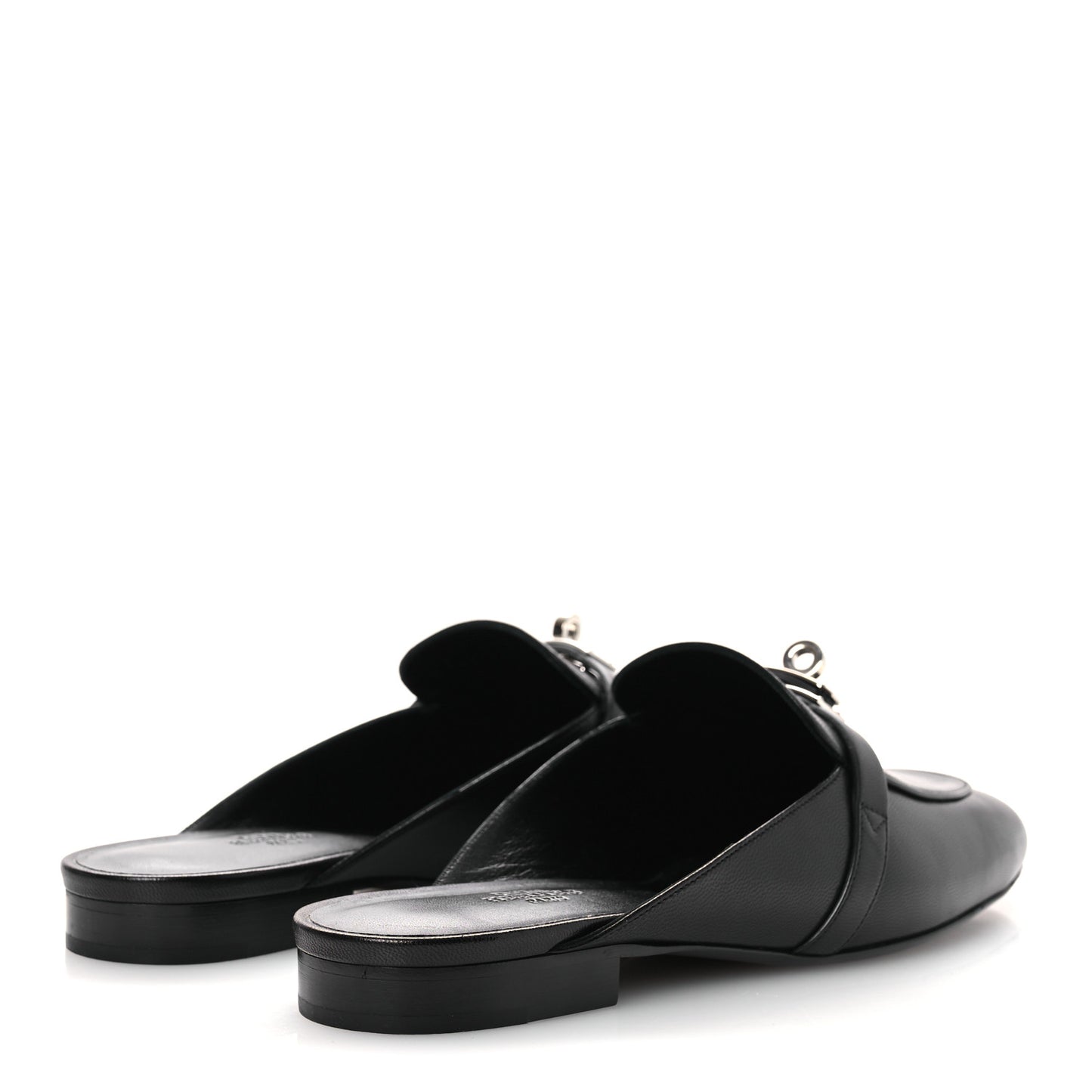 Glazed Calfskin Oz Mules 41 Black