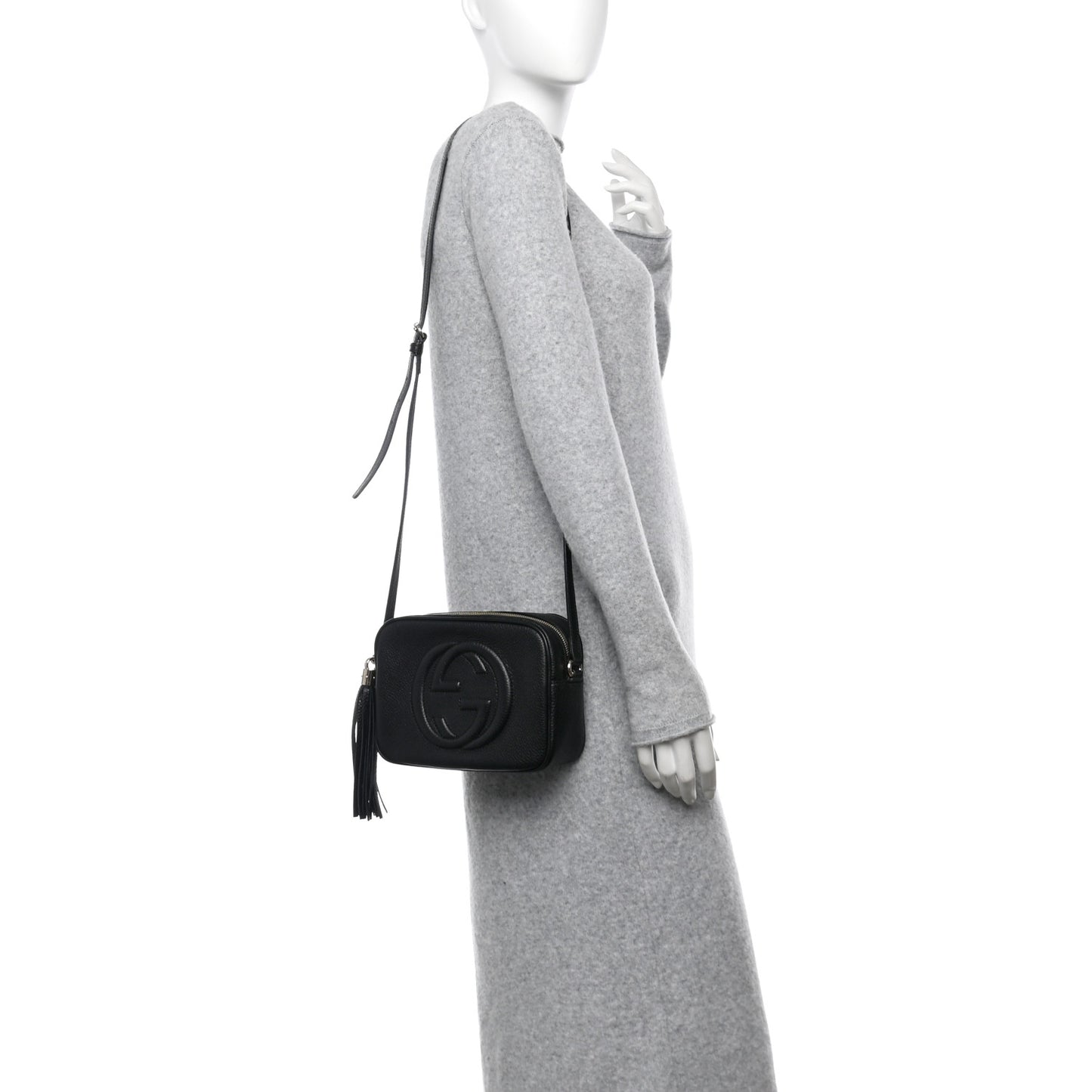 Pebbled Calfskin Small Soho Disco Bag Black