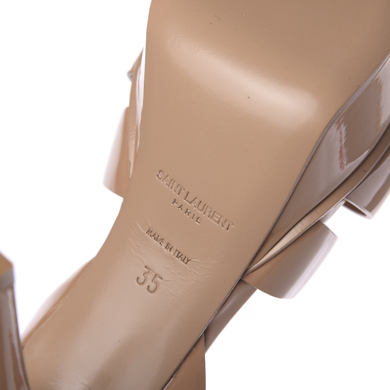 Saint Laurent Patent Tribute 75 Platform Sandals 35 Nude Powder 8 of 9