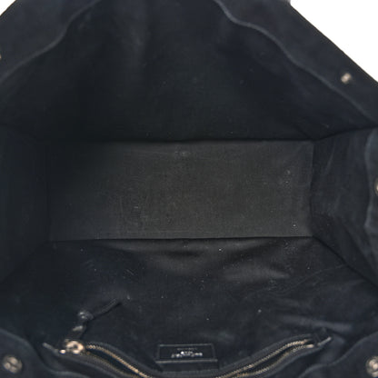 Saint Laurent Raffia Linen Calfskin Small Rive Gauche Tote Black 5 of 14
