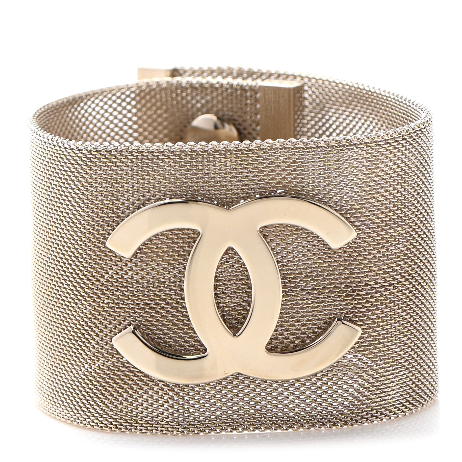 Chanel Metal Mesh CC Bracelet M Light Gold 1 of 6