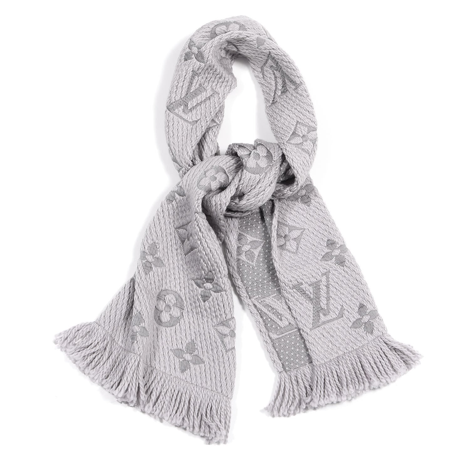 Louis Vuitton Wool Silk Logomania Scarf Pearl Grey 1 of 3