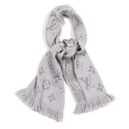 Louis Vuitton Wool Silk Logomania Scarf Pearl Grey 1 of 3