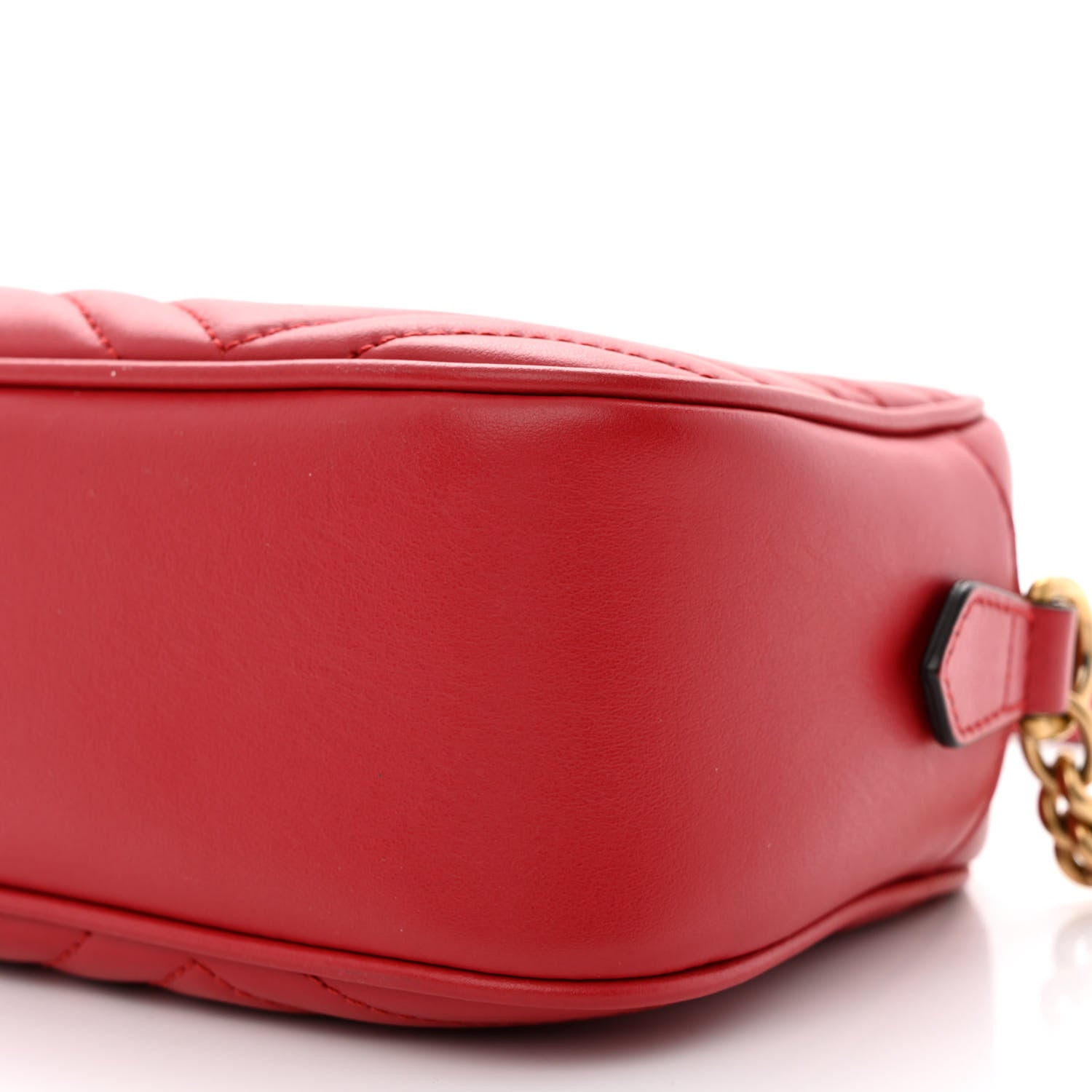 Gucci Calfskin Matelasse Small GG Marmont Chain Shoulder Bag Hibiscus Red 10 of 11