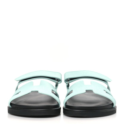 Hermes Epsom Womens Chypre Sandals 39 Bleu Cristaux 2 of 9