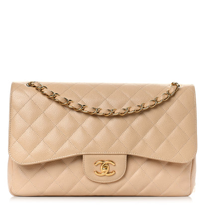 Chanel Caviar Quilted Jumbo Double Flap Beige Clair 1 of 10