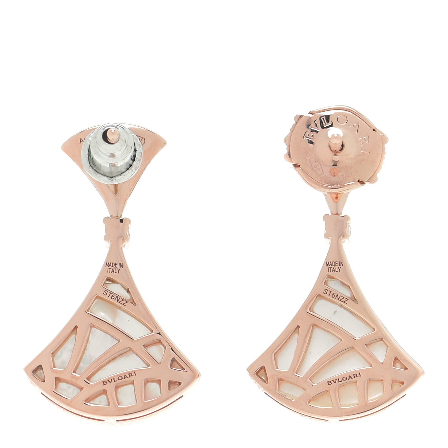 Bulgari 18K Rose Gold Diamond Mother of Pearl Divas' Dream Earrings 3 of 4