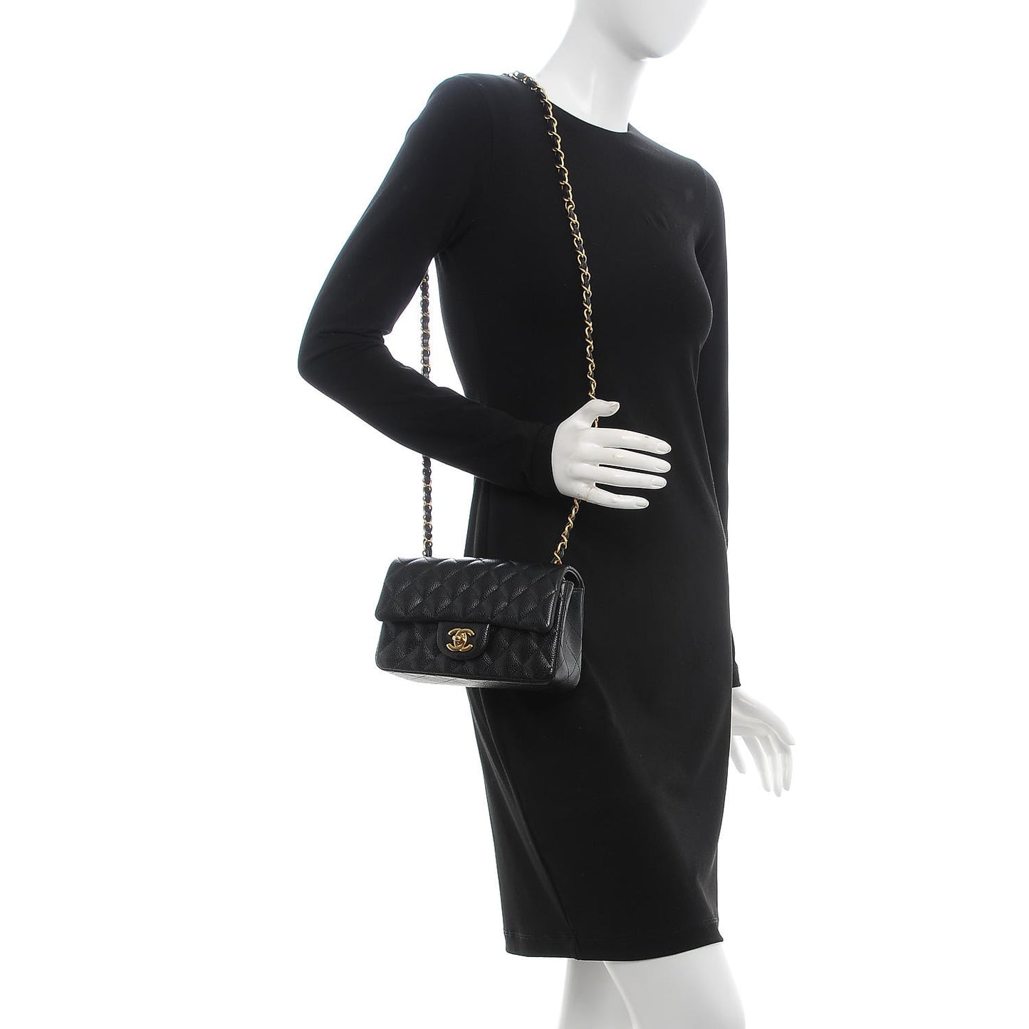 Caviar Quilted Mini Rectangular Flap Black