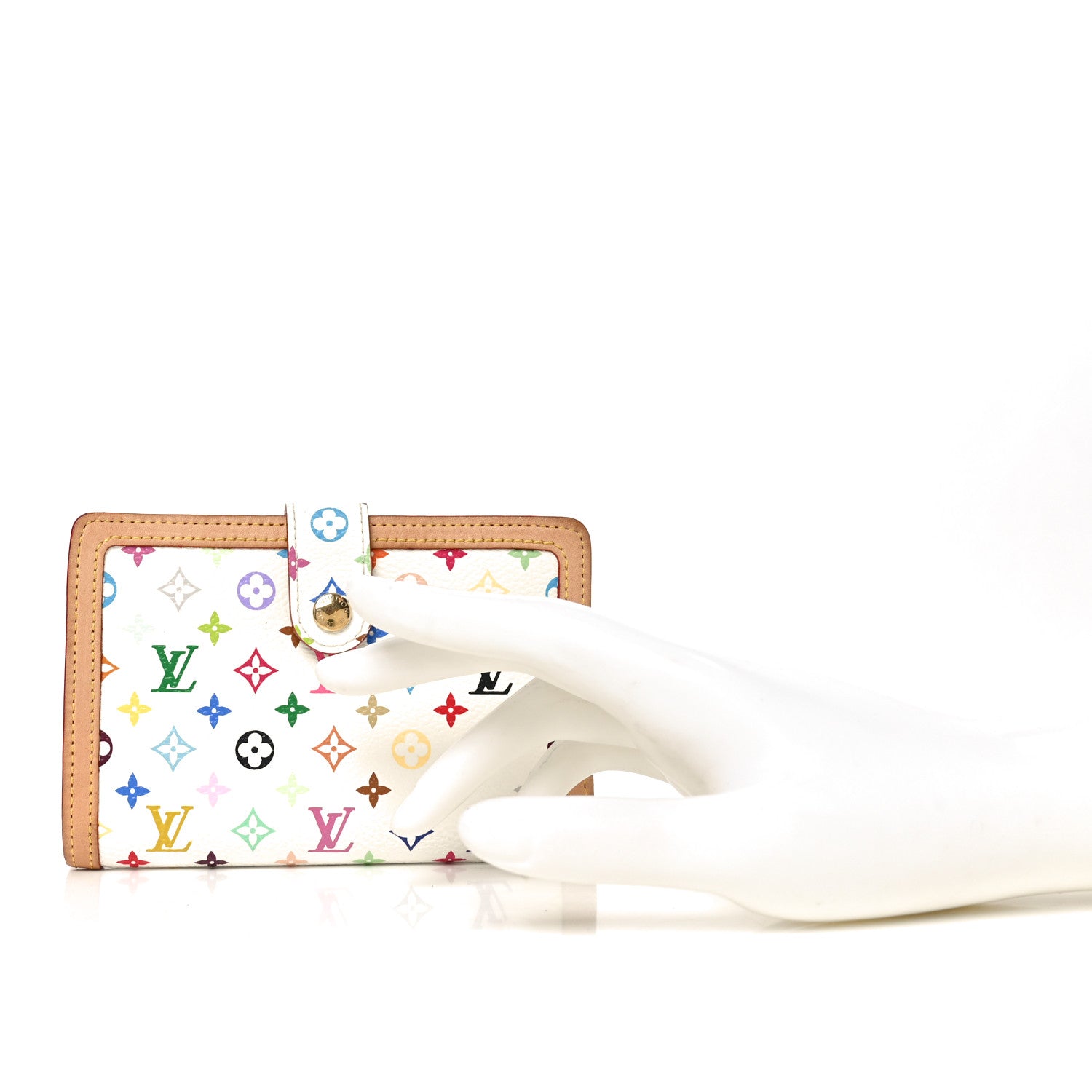 Louis Vuitton Monogram Multicolor French Purse Wallet White 2 of 6