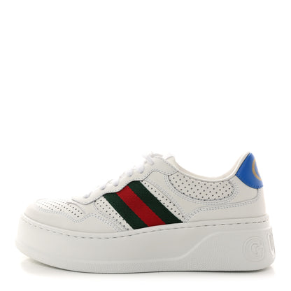 Gucci Calfskin Web Perforated Womens Platform 55mm Sneakers 36 White Bright Splash 1 of 9