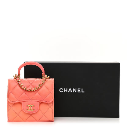Chanel Lambskin Quilted Ombre Top Handle Flap Clutch With Chain Rose 12 of 12