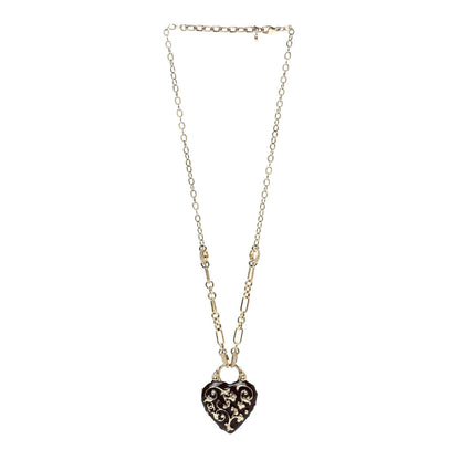 Chanel Enamel Heart Pendant Necklace Gold Red 3 of 6