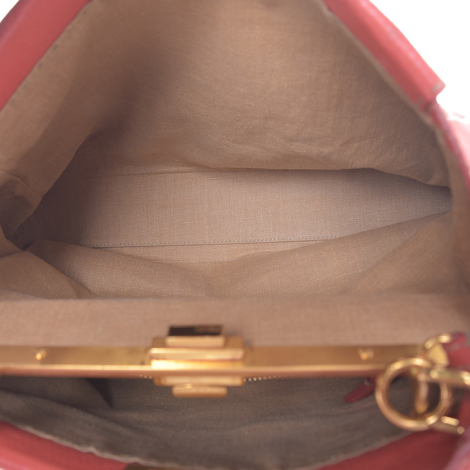 Fendi Cuoio Romano Selleria Large Peekaboo Iconic Satchel Coral 8 of 15