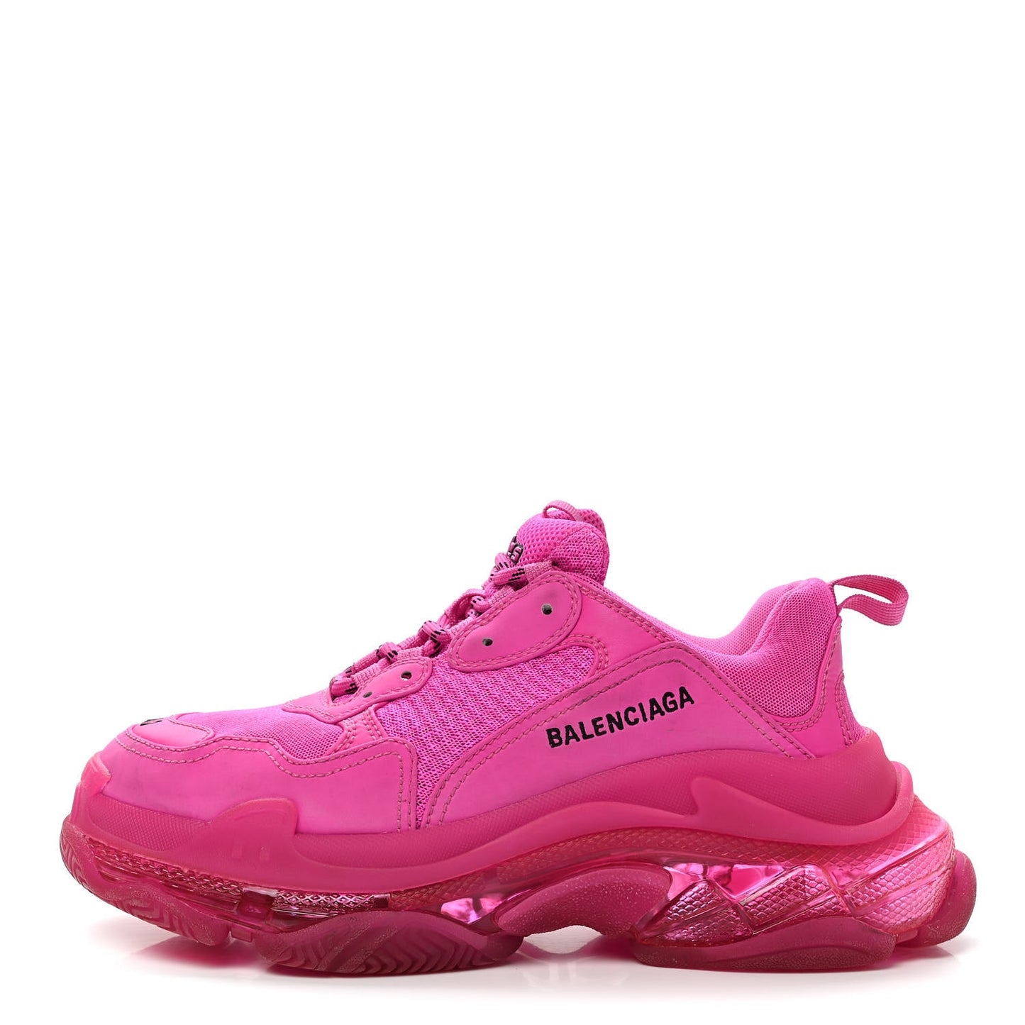 Fabric Mesh Clear Sole Fluo Womens Triple S Sneakers 40 Pink
