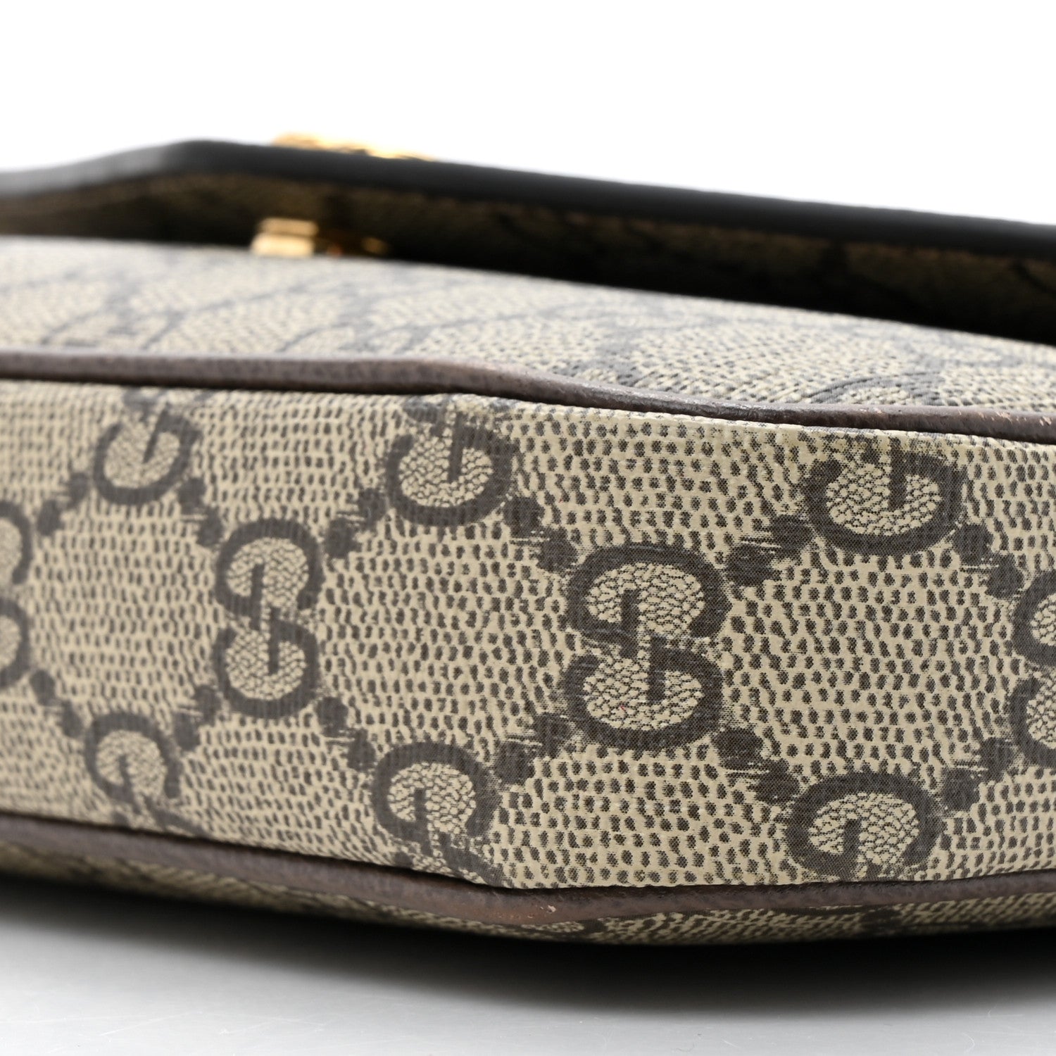 Gucci GG Supreme Monogram Textured Dollar Calfskin Web Mini Ophidia Envelope Shoulder Bag Beige Ebony 9 of 13