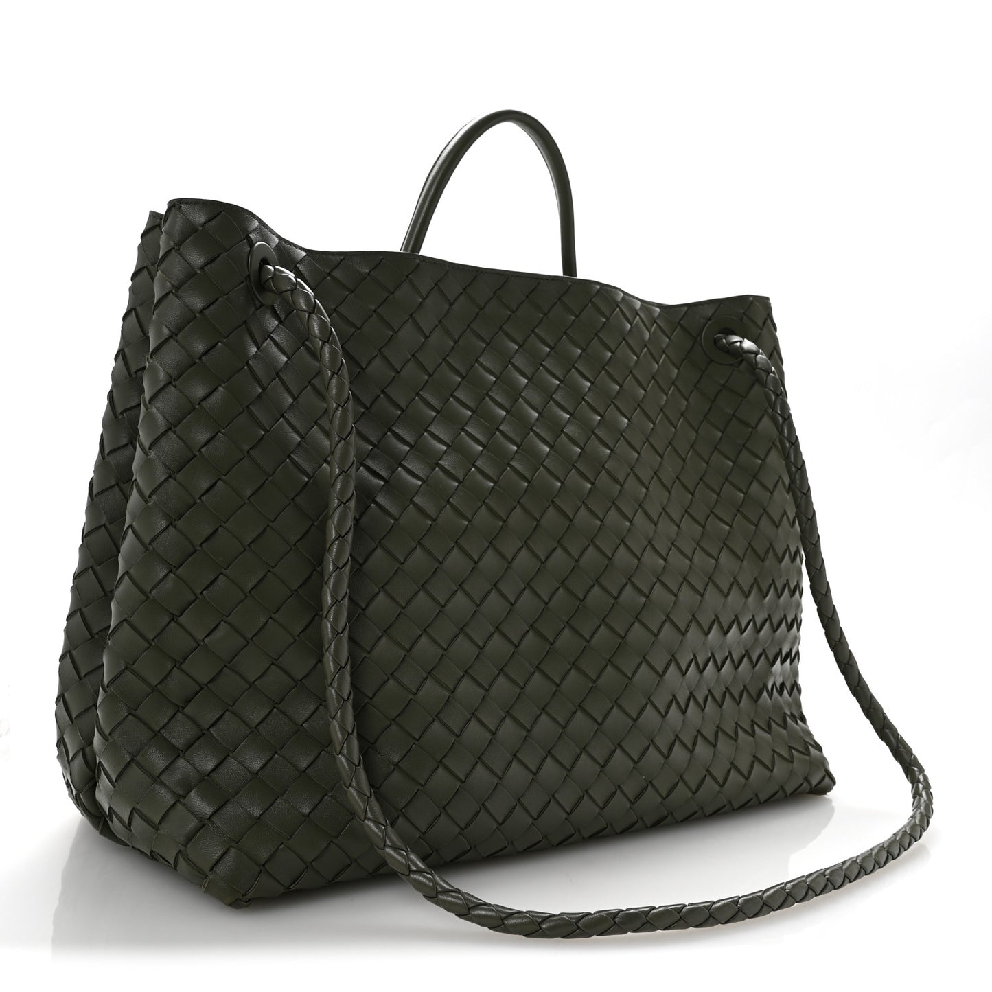 Nappa Intrecciato Large Andiamo Shoulder Bag  Aloe