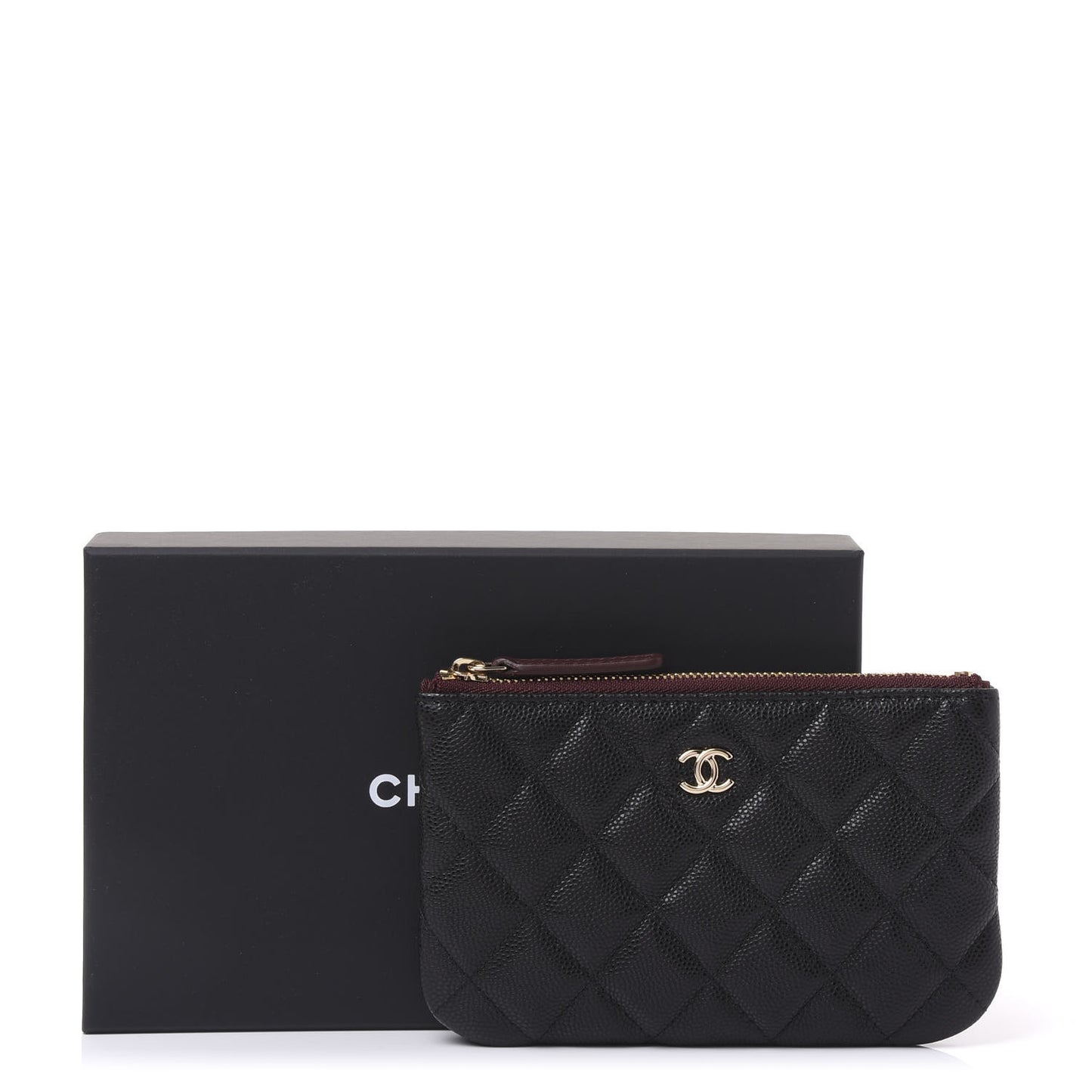 Caviar Quilted Small Cosmetic Case Black